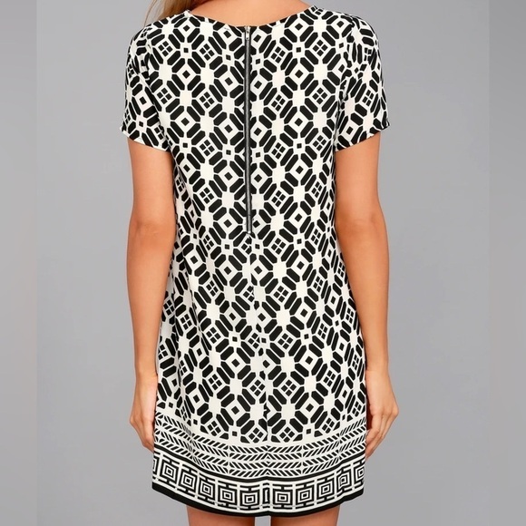 Lulus Piazza Black and White Print Shift Dress size S - Picture 5 of 8